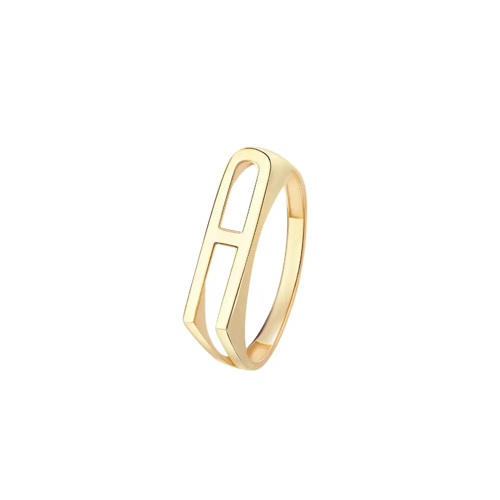 Personalized Letter Ring in 18K Yellow Gold | JJ Jewelry Miami