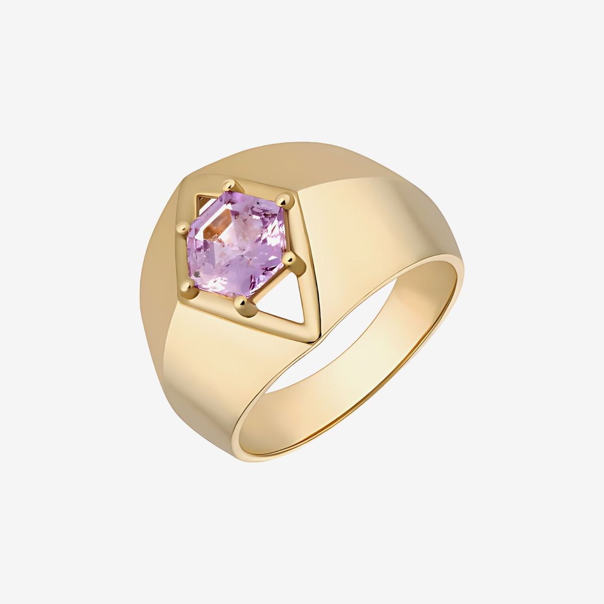 Pink Sapphire Gold Ring in 18K Yellow Gold | JJ Jewelry