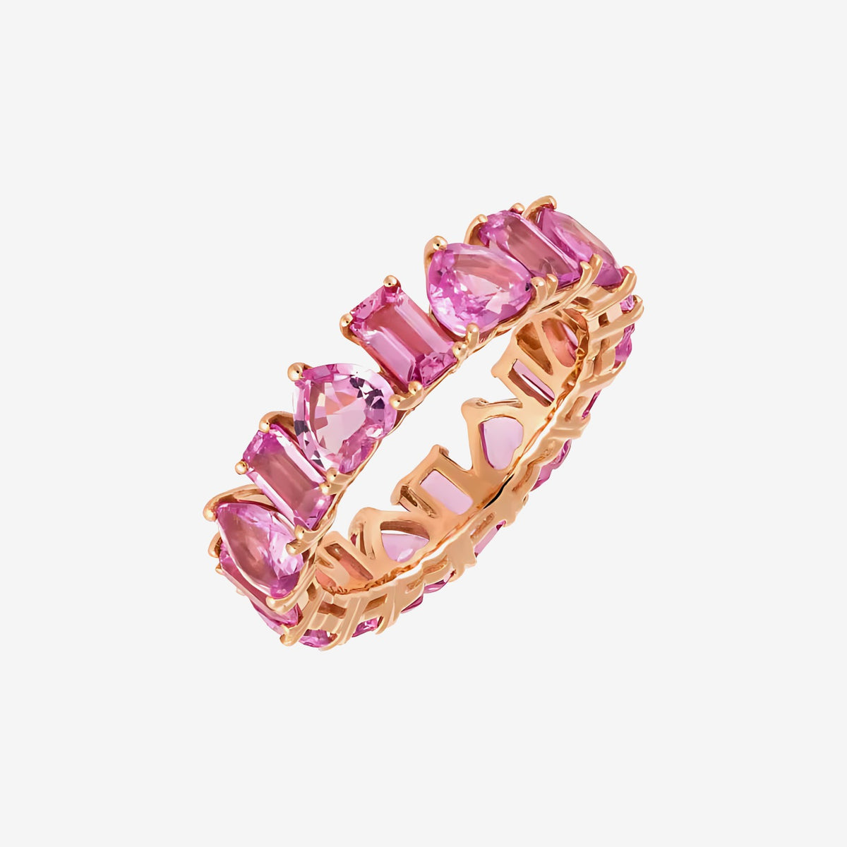 Pink Sapphire Multi-Shape Ring in 18K Rose Gold | JJ Jewelry
