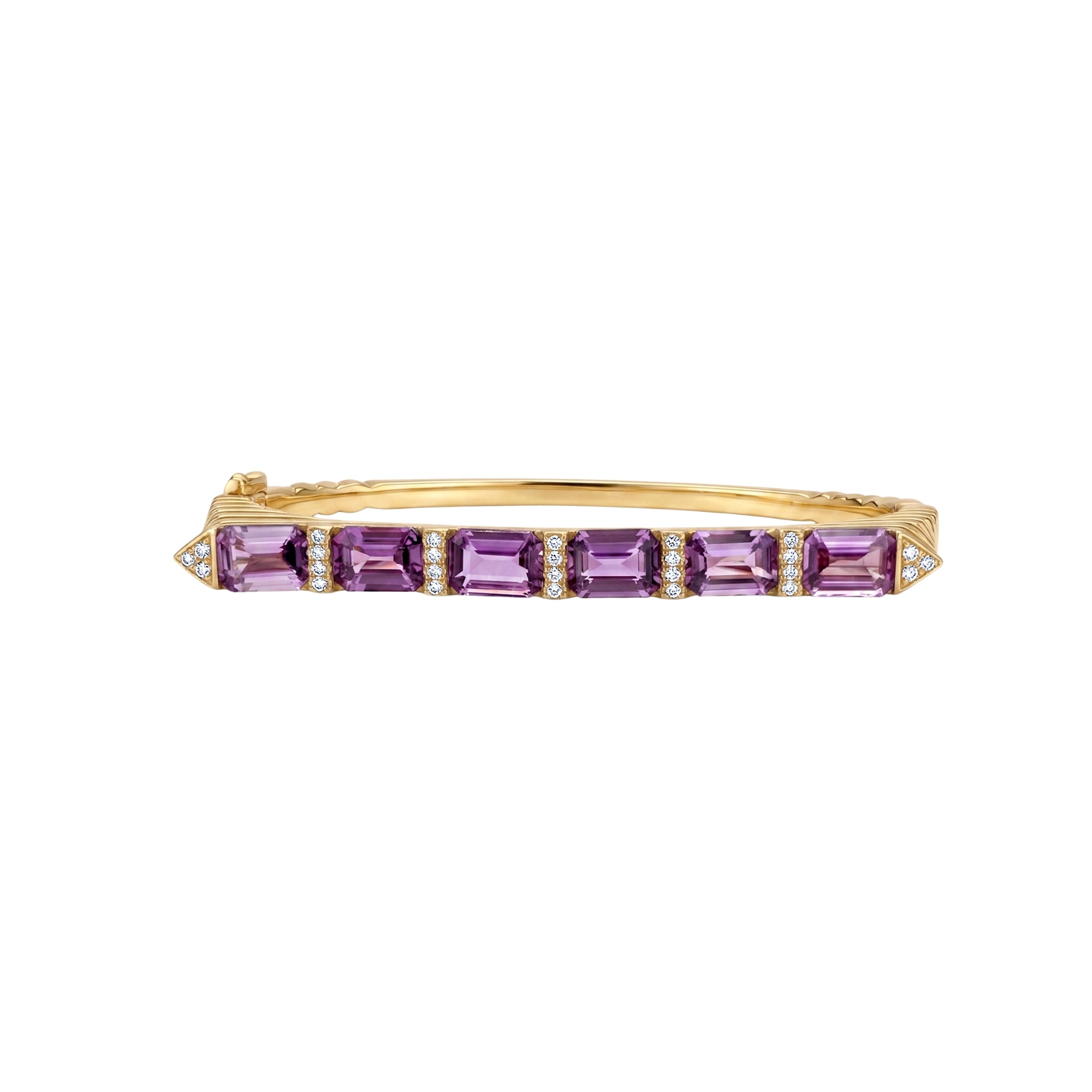 Purple Sapphire & Diamond Bangle in 18K Yellow Gold