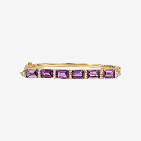 Purple Sapphire and Diamond Bangle in Yellow Gold | JJ Jewelry