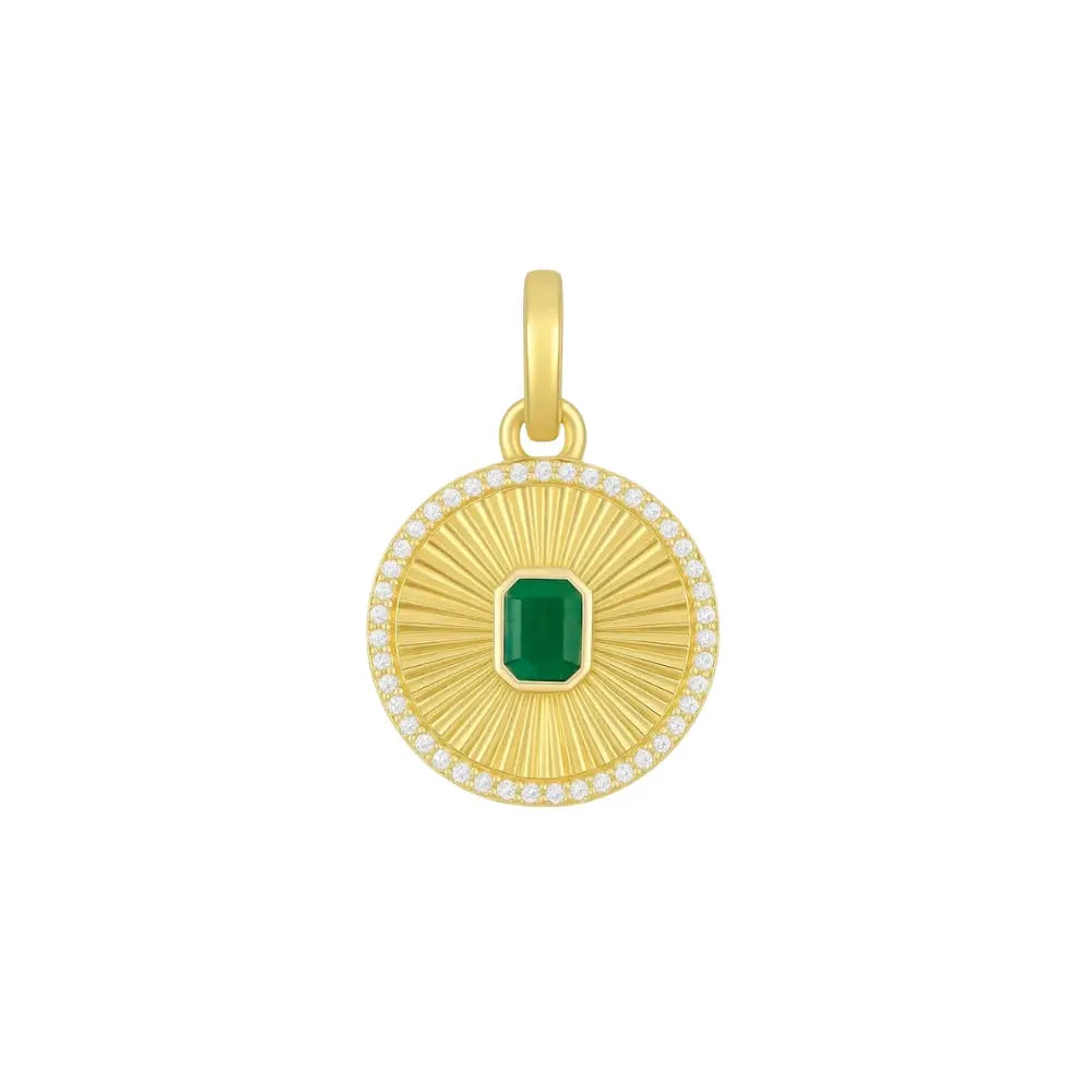 Radiant Round Pendant with Emerald Center Princess Jewelry Shop