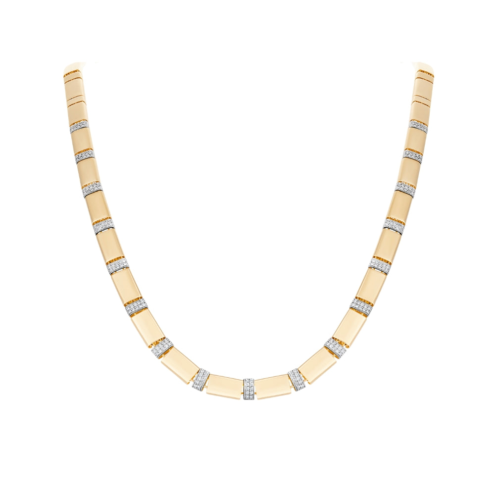 Rectangular Pavé Diamond Flex Link Necklace in 18K Yellow Gold
