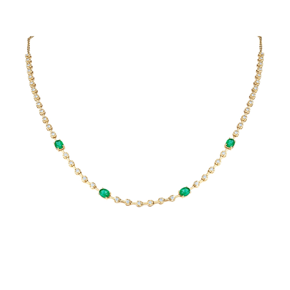 Renata Necklace with Emeralds and Diamonds in 18K Gold