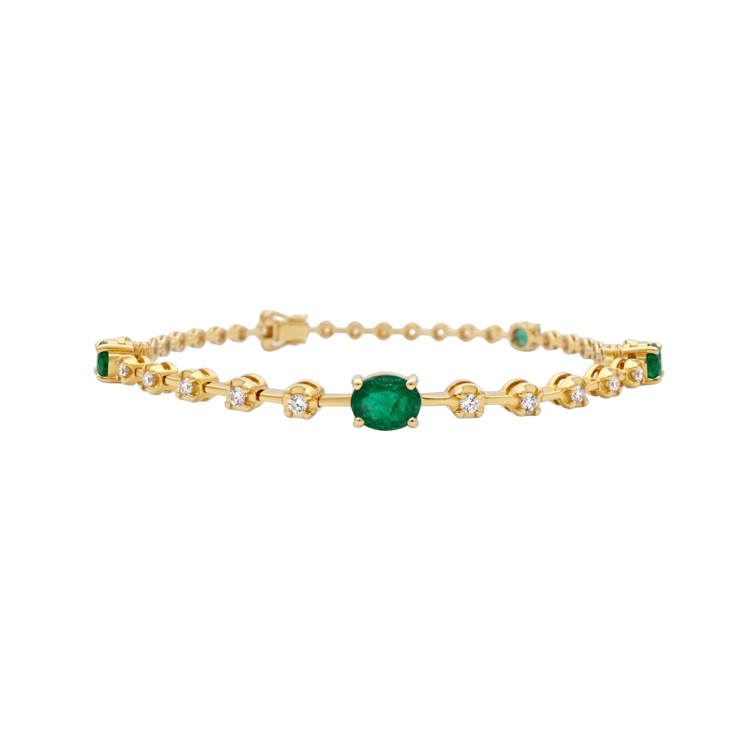 Renata Oval Emerald & Diamond Bracelet in 18K Gold