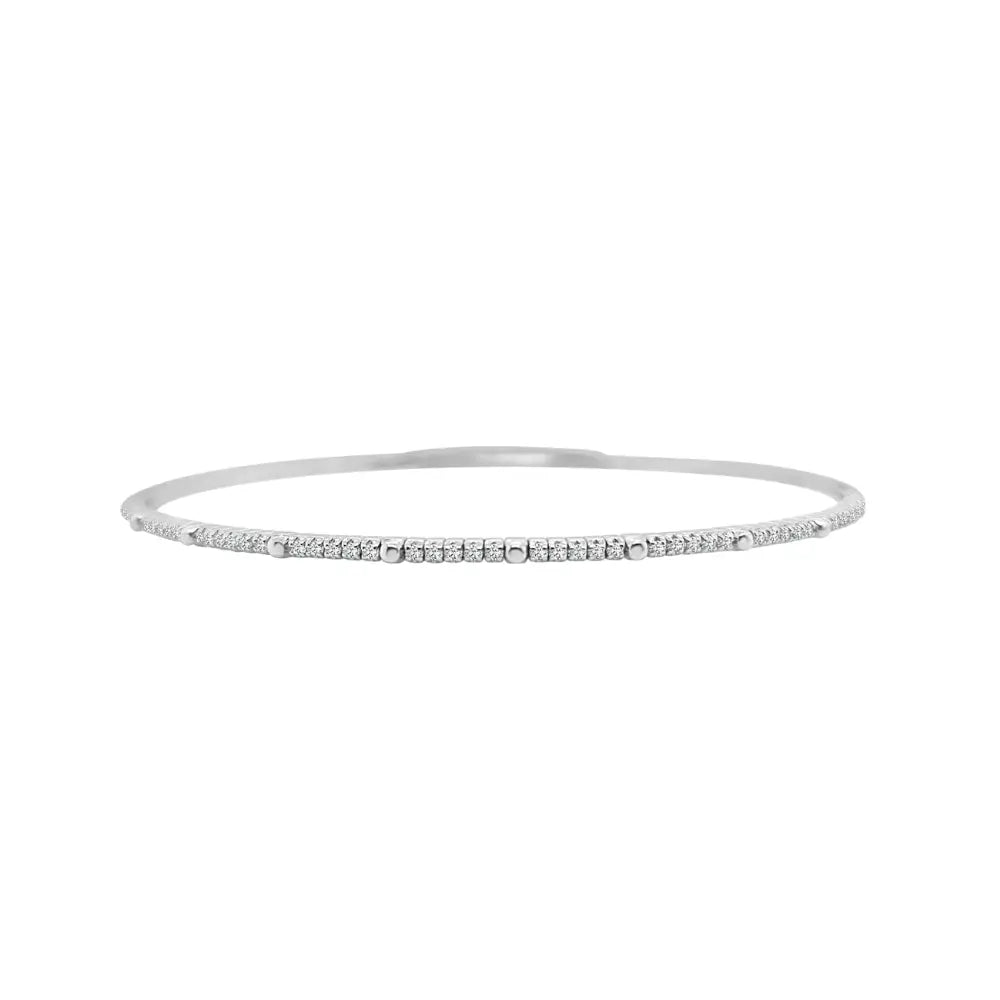 Round Brilliant Diamond Flexible Bangle in 18K Gold | JJ Jewelry Miami