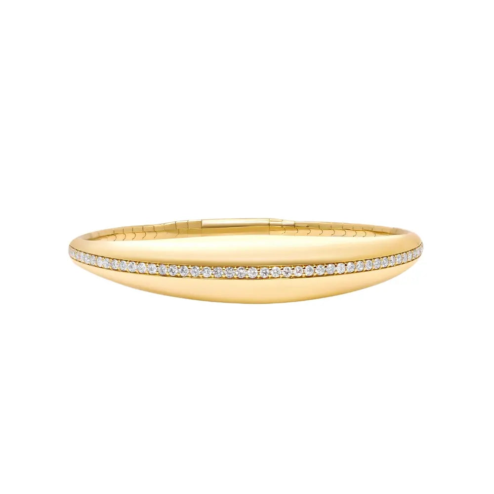 Diamond Line Bangle in 18K Yellow Gold | JJ Jewelry Miami