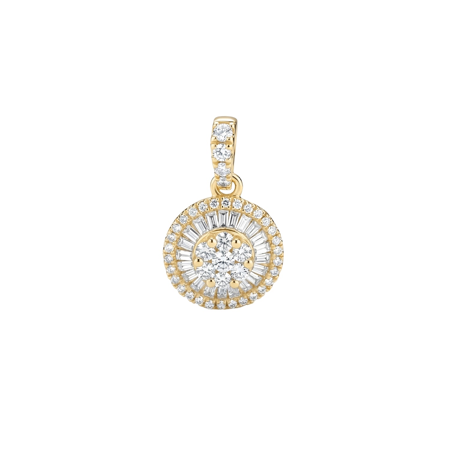 Round Diamond Cluster Pendant in 18K Gold