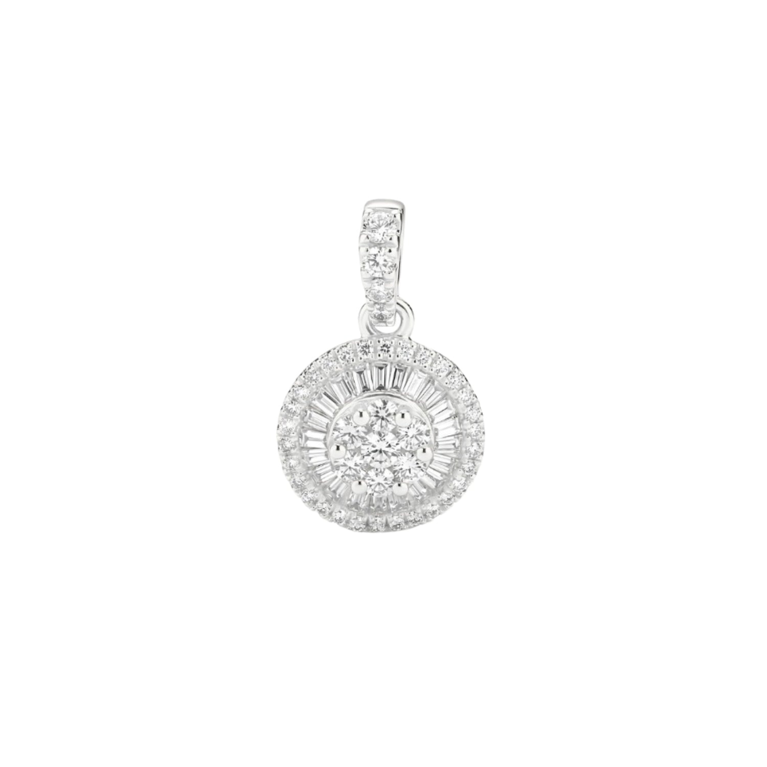 Round Diamond Cluster Pendant in 18K Gold