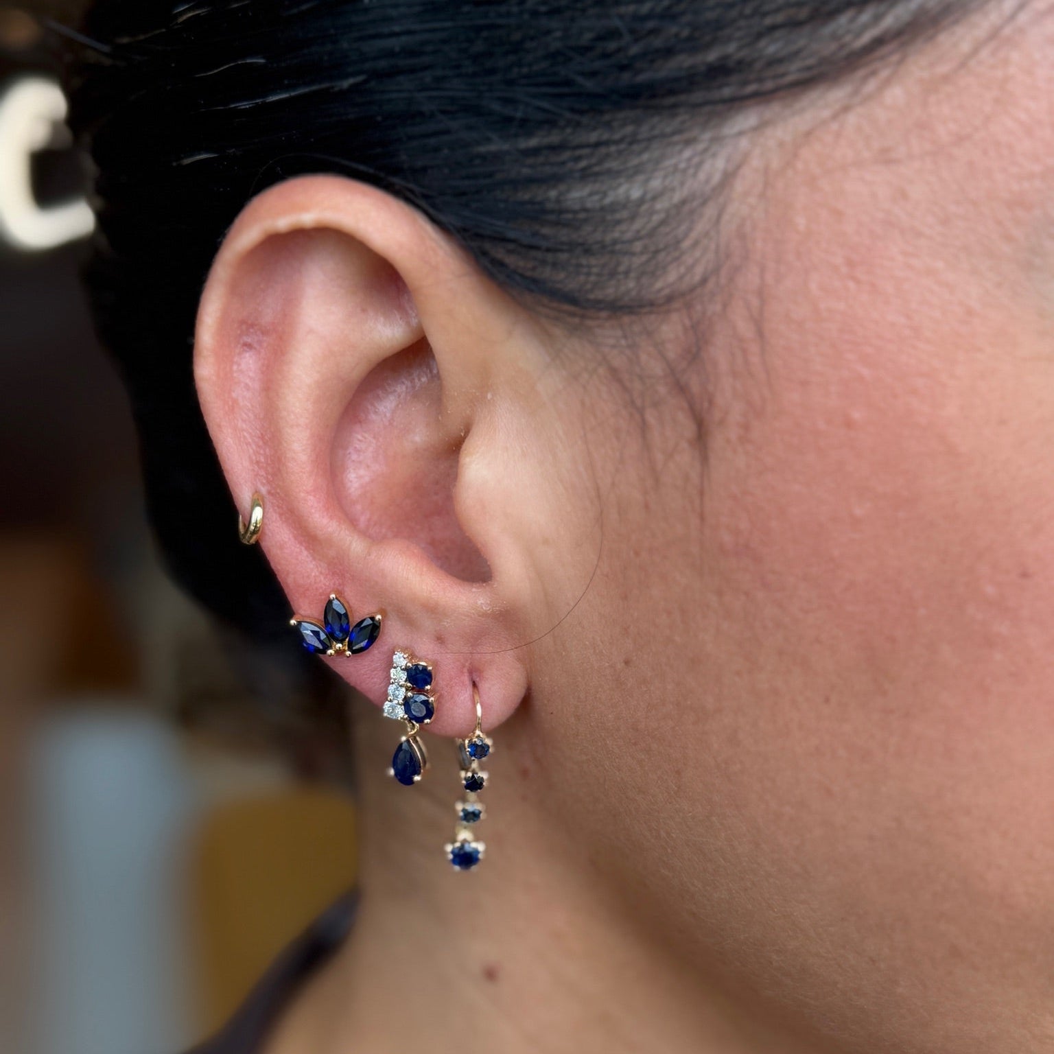 Round Gemstone Leverback Drop Earrings