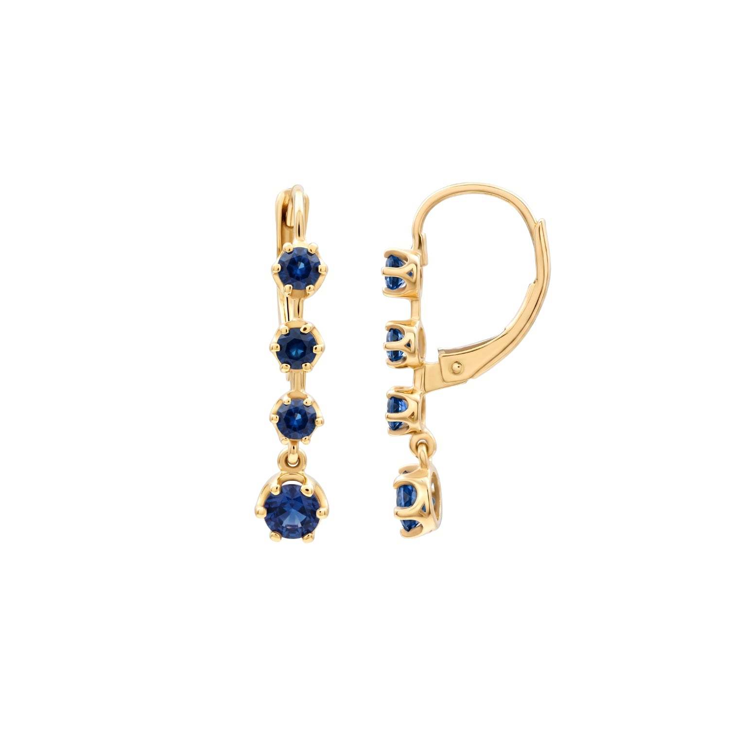 Round Gemstone Leverback Drop Earrings