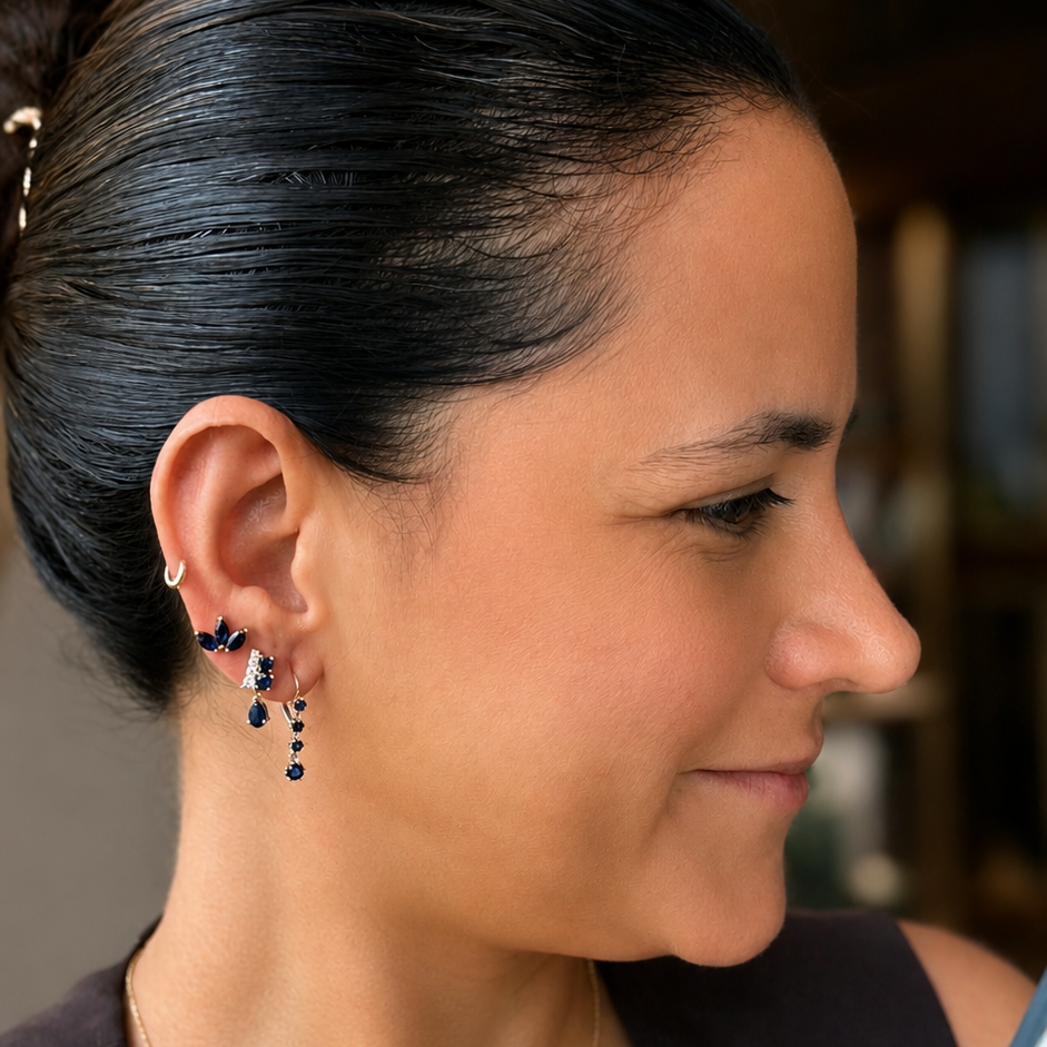 Round Gemstone Leverback Drop Earrings