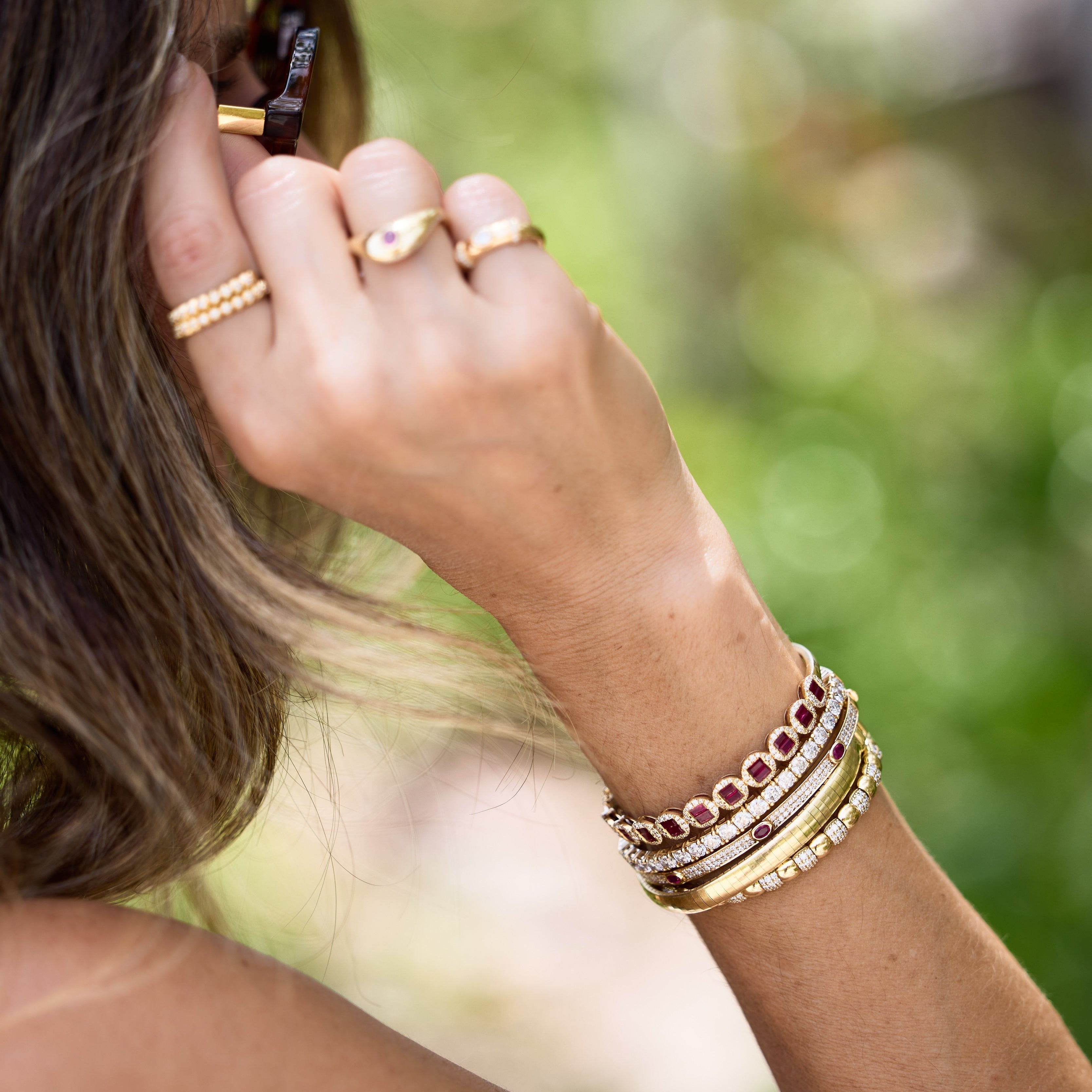 Ruby and Diamond Pavé Bangle Bracelet