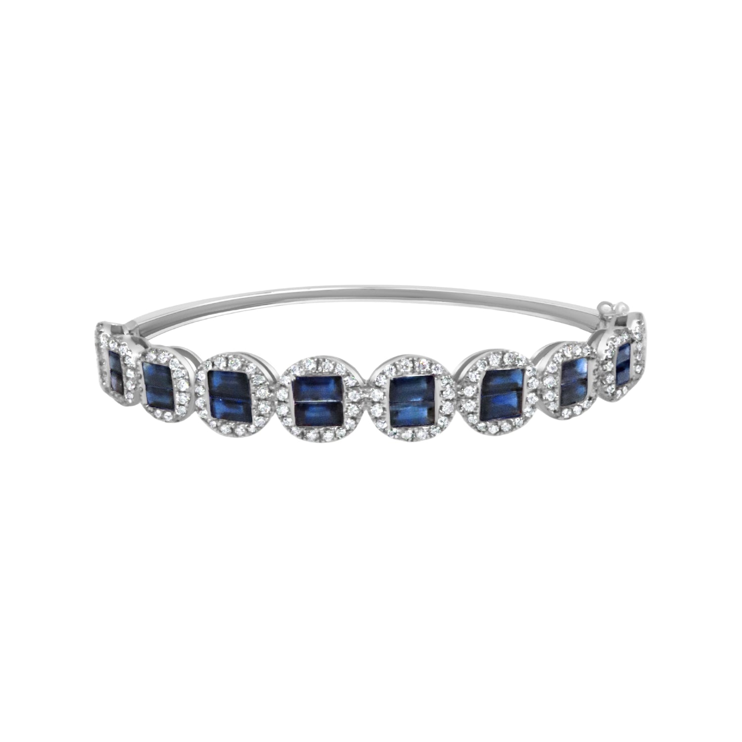 Ruby or Blue Sapphire & Diamond Circle Link Bracelet in 18K Yellow or White Gold