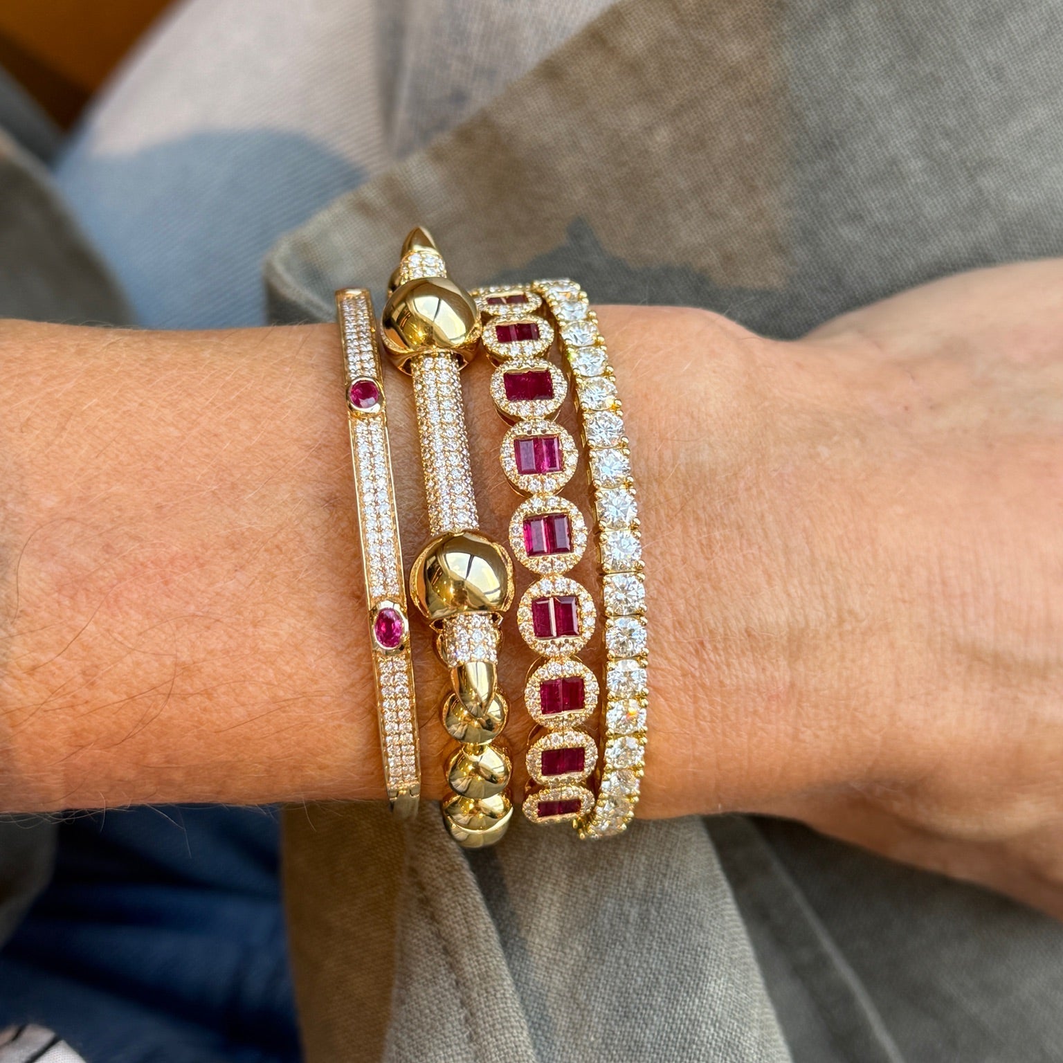 Ruby and Diamond Pavé Bangle Bracelet