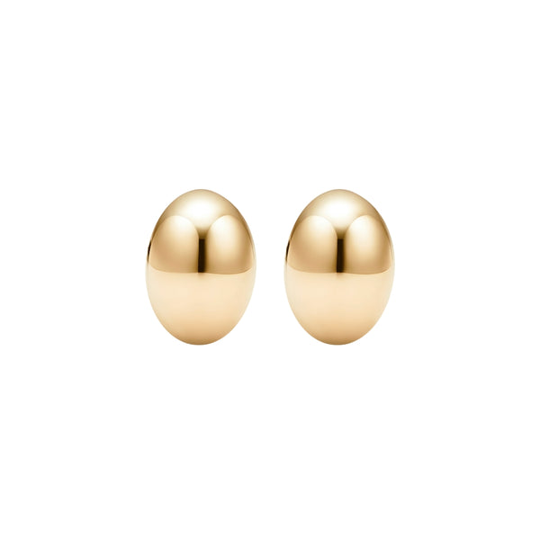 Short oval gold stud earrings in 14K yellow gold – JJ Jewelry