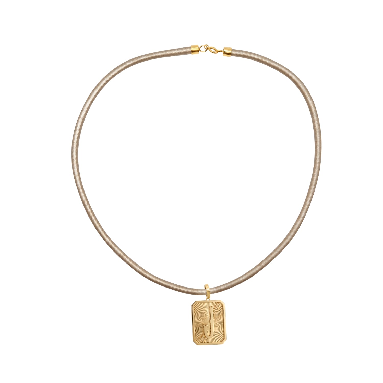 Silk Cord Necklace with Gold Clasp in 18K Yellow Gold
