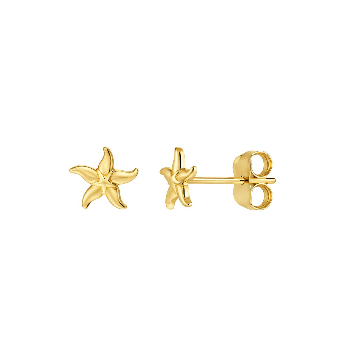Single Starfish Stud Earring in 14K Yellow Gold