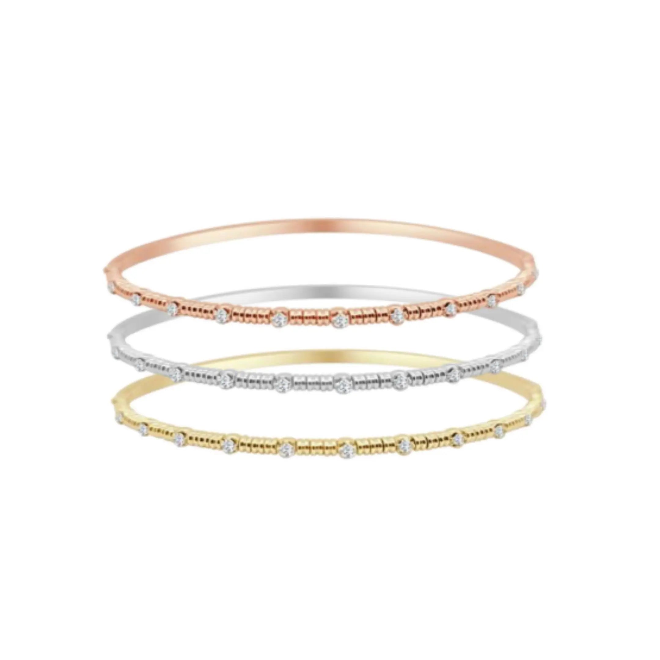 Spaced Diamond Flexible Bangle-Princess Jewelry Shop
