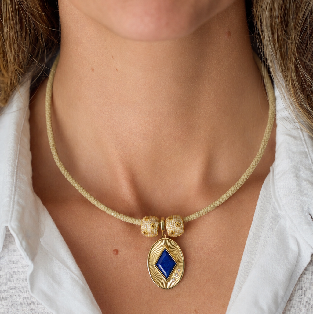 Stingray Cord Necklace with Silver Clasp