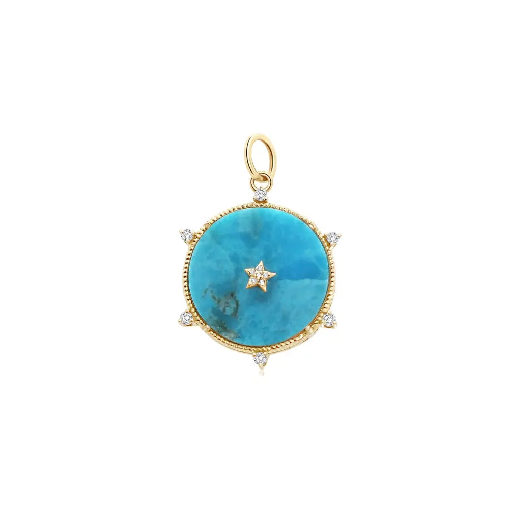 TURQ STAR DIA PEND 14KY D0.1 20MM Princess Jewelry Shop