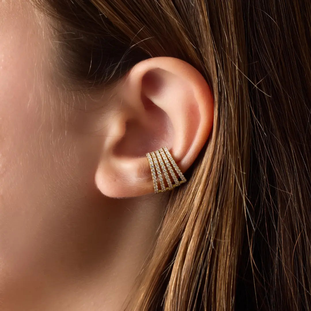 Tapered Five-Row Diamond Ear Cuff Princess Jewelry Shop