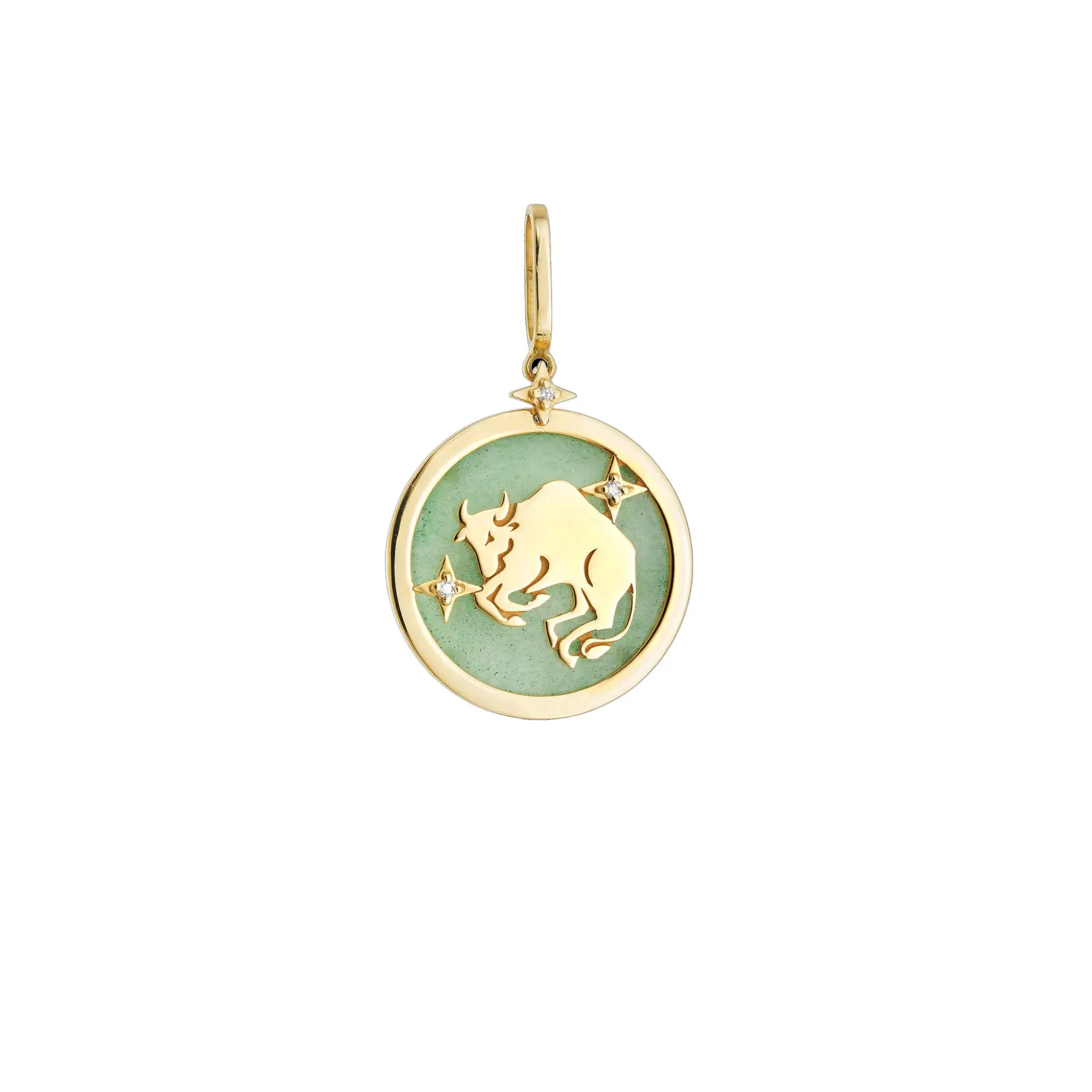 Taurus Zodiac Green Quartz and Diamond Pendant | JJ Jewelry