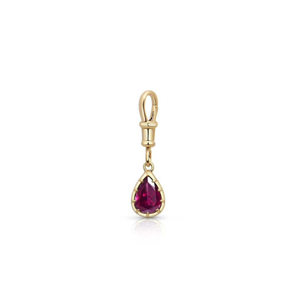 Pear-Shaped Red Tourmaline Charm Pendant