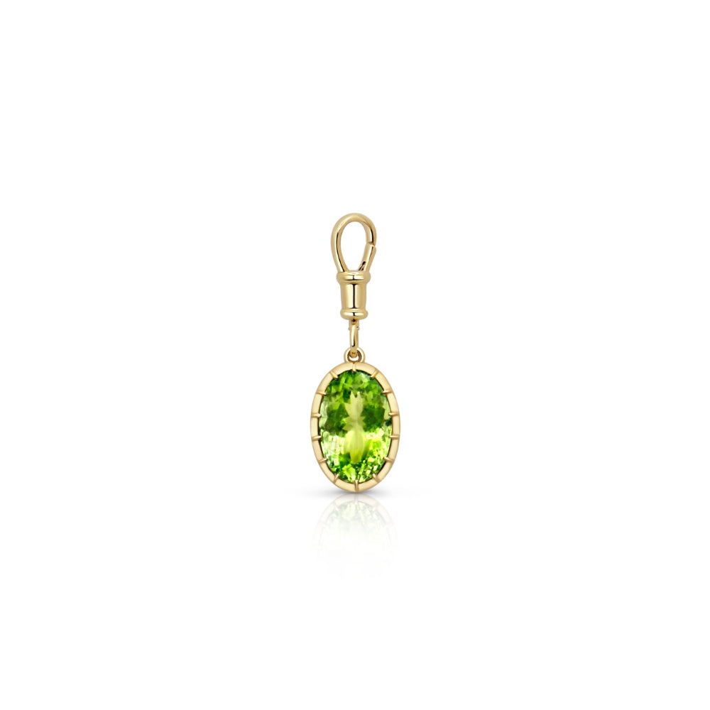Oval Green Tourmaline Charm Pendant