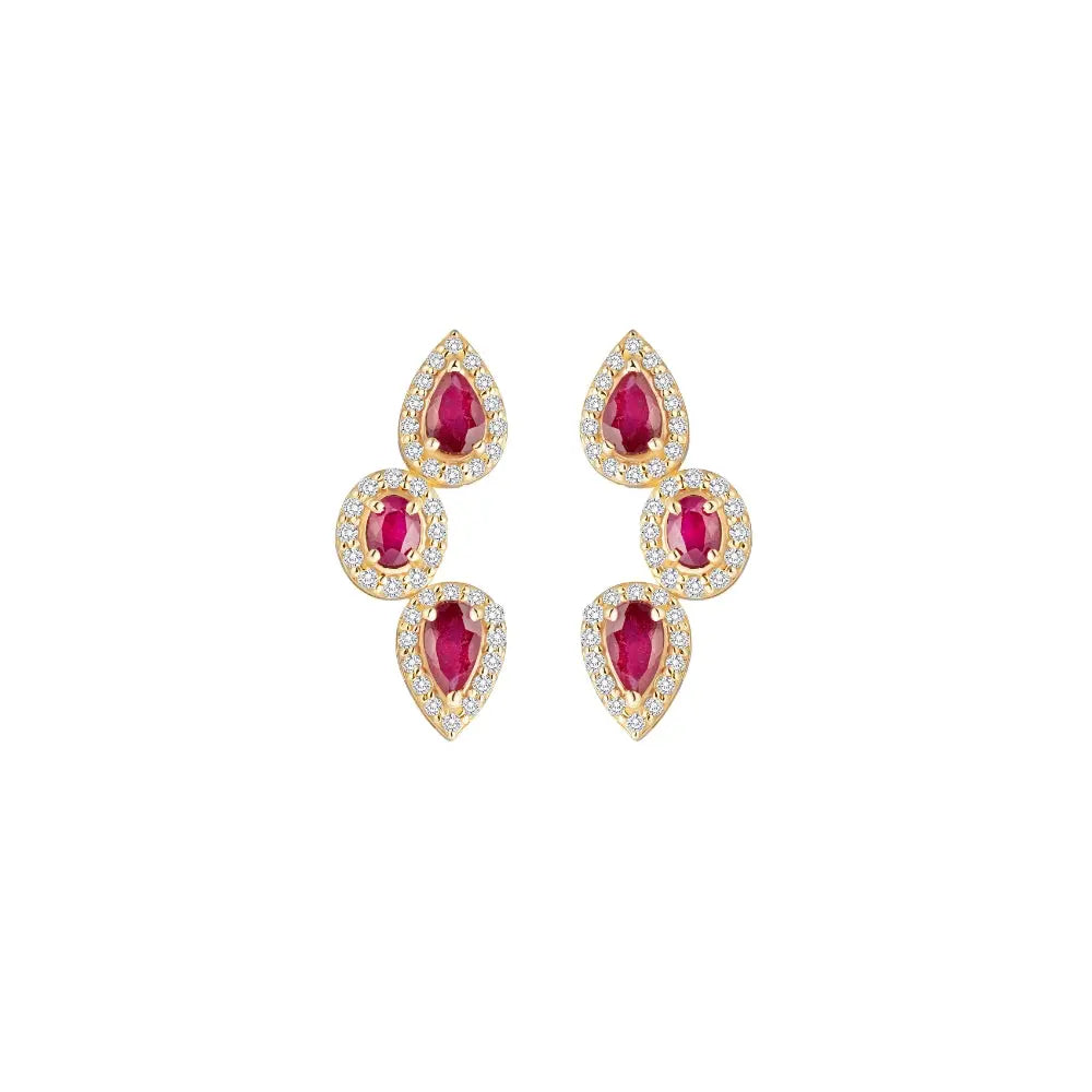 Pear-cut ruby earrings with diamond accents elegant gold jewelr