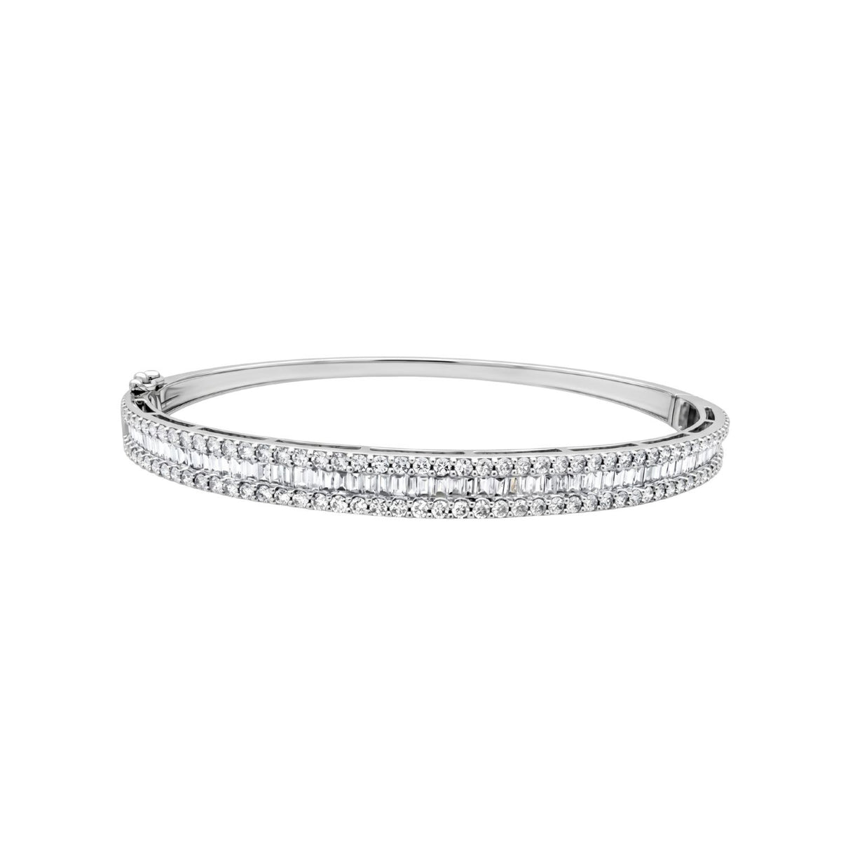 Three Row Diamond Bangle Bracelet