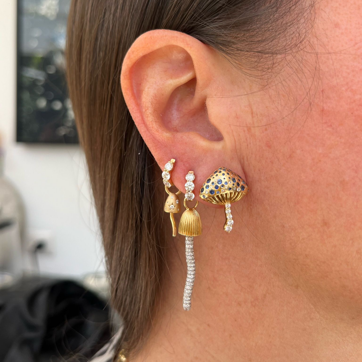 Tiny Mushroom Black Diamond Charm by Alessa Rocks | JJ Jewelry Miami