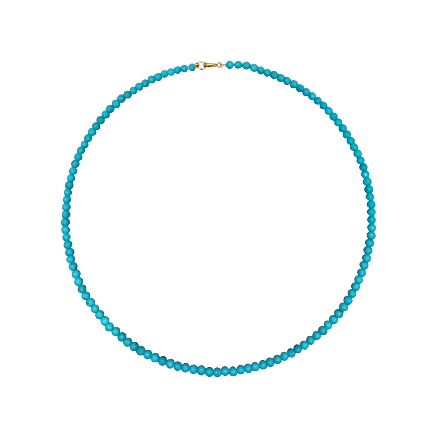 Turquoise Bead Necklace in 14K Yellow Gold