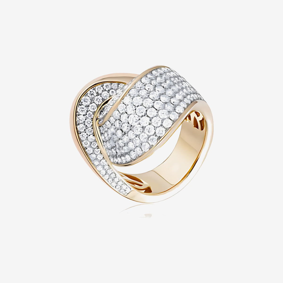 Twisted Knot Diamond Ring in 18K Yellow Gold | JJ Jewelry