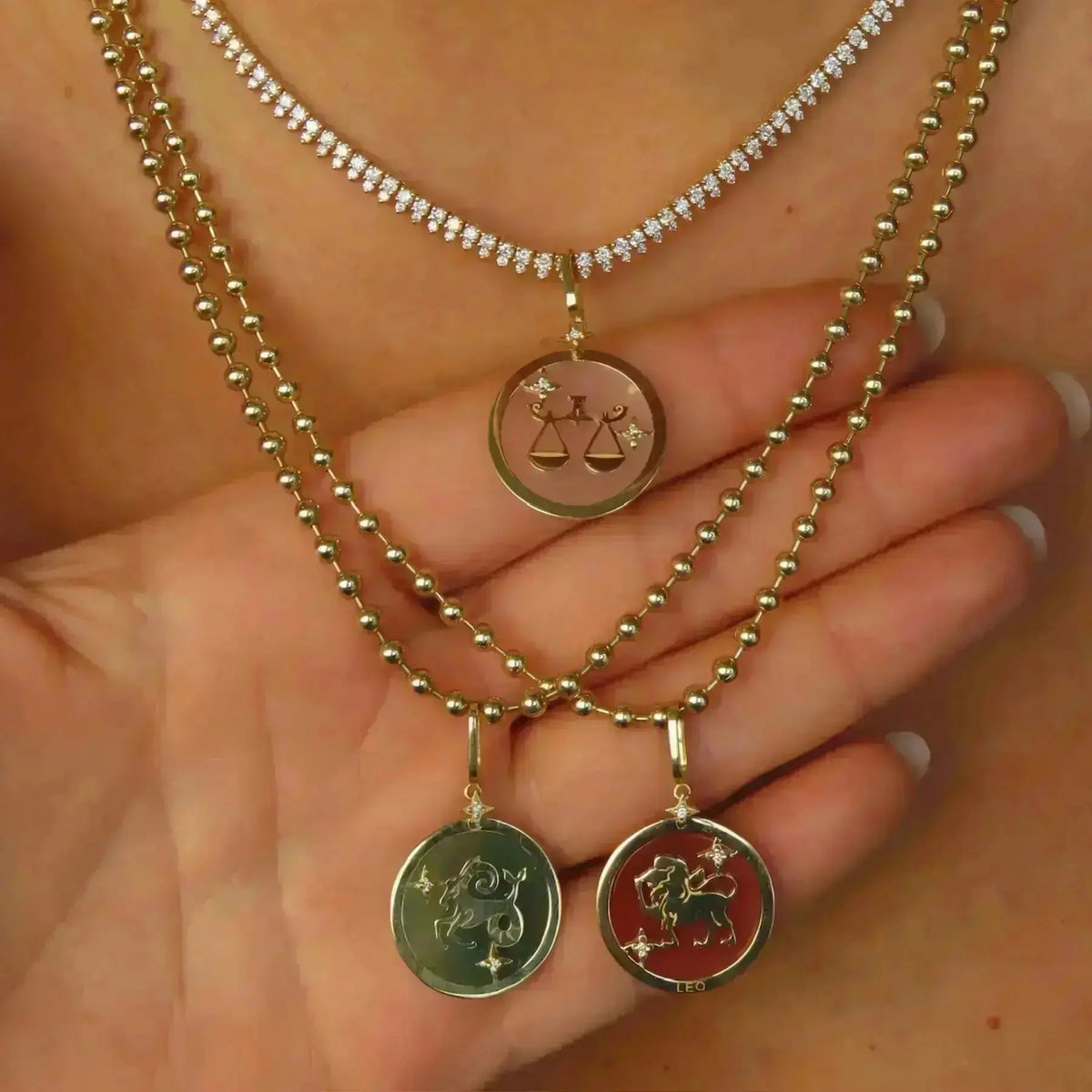 Zodiac Pendant Collection in 18K Yellow Gold, view 3 | JJ Jewelry Miami