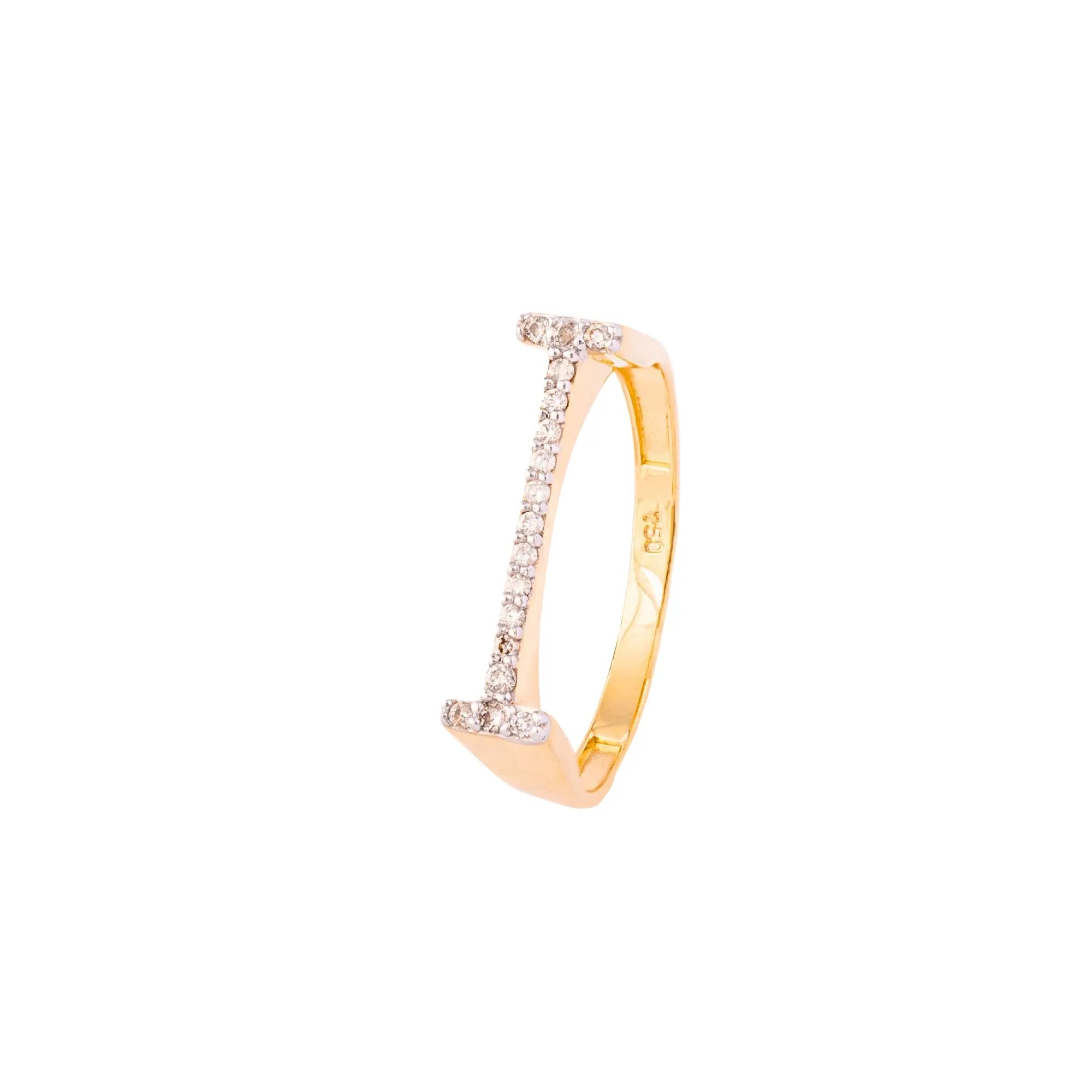 LETTER GOLD DIA RING 18KY Princess Jewelry Shop
