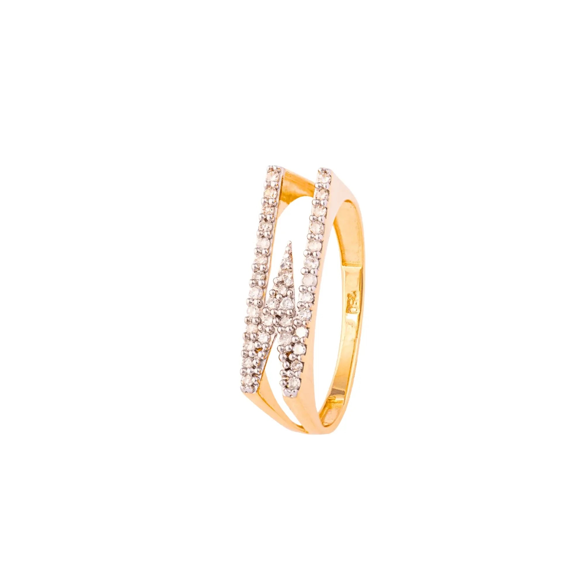 LETTER GOLD DIA RING 18KY Princess Jewelry Shop