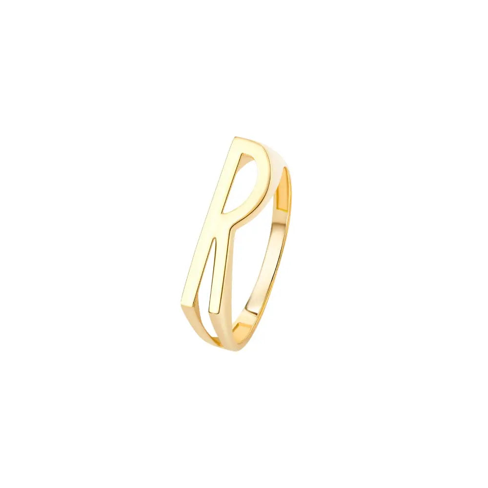 Yellow Gold Letter Ring Princess Jewelry Shop