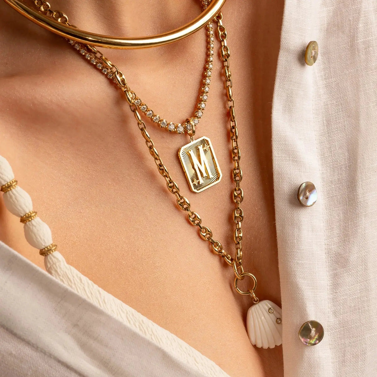 Gold Letter Medal Pendant | JJ Jewelry Miami