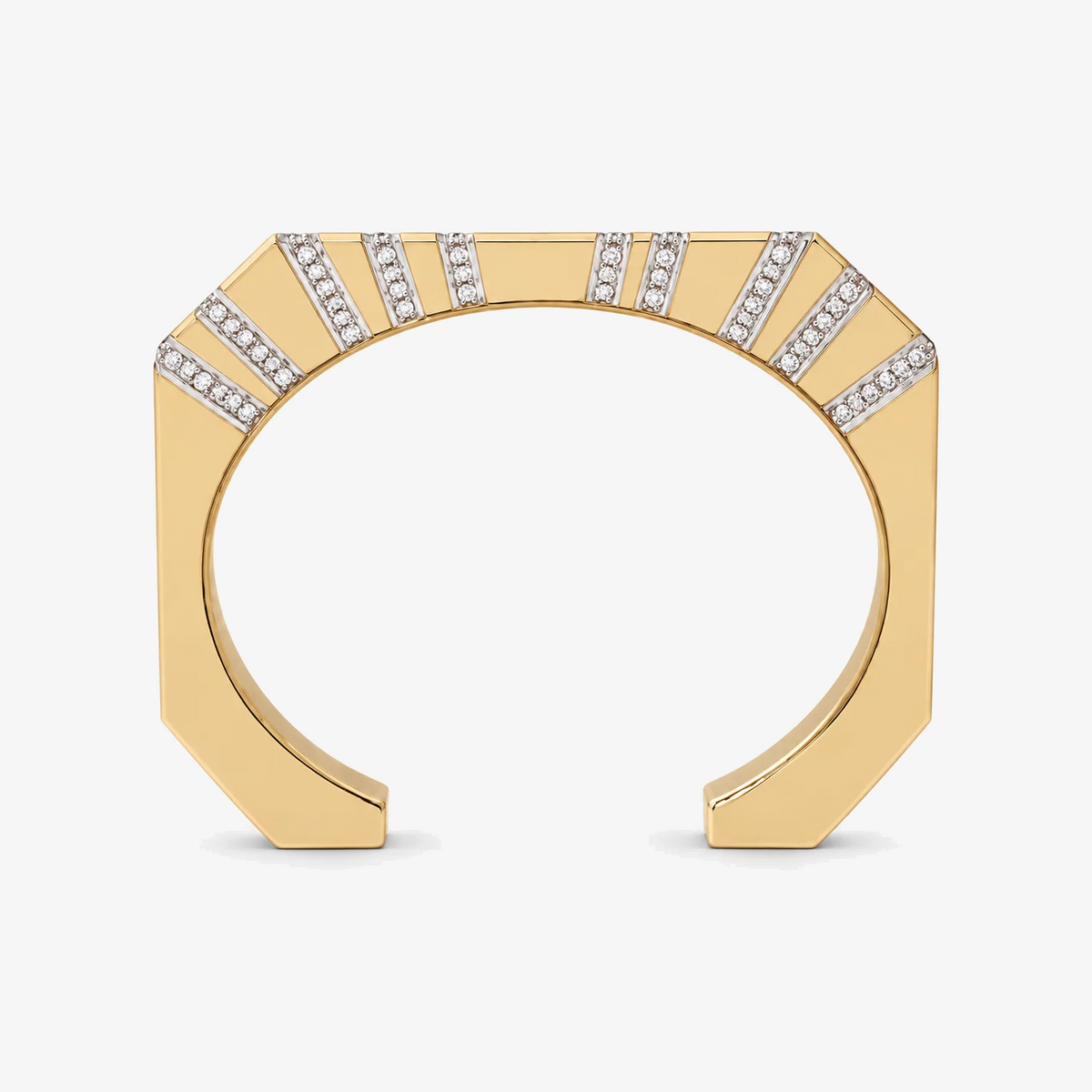 Bangle Bold Line Pave by Rainbow K in 14K Yellow Gold, view 2 | JJ Jewelry