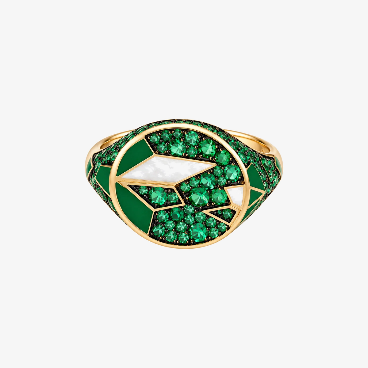 Emerald Fragment Pinky Ring by L'Atelier Nawbar in 18K Yellow Gold | JJ Jewelry