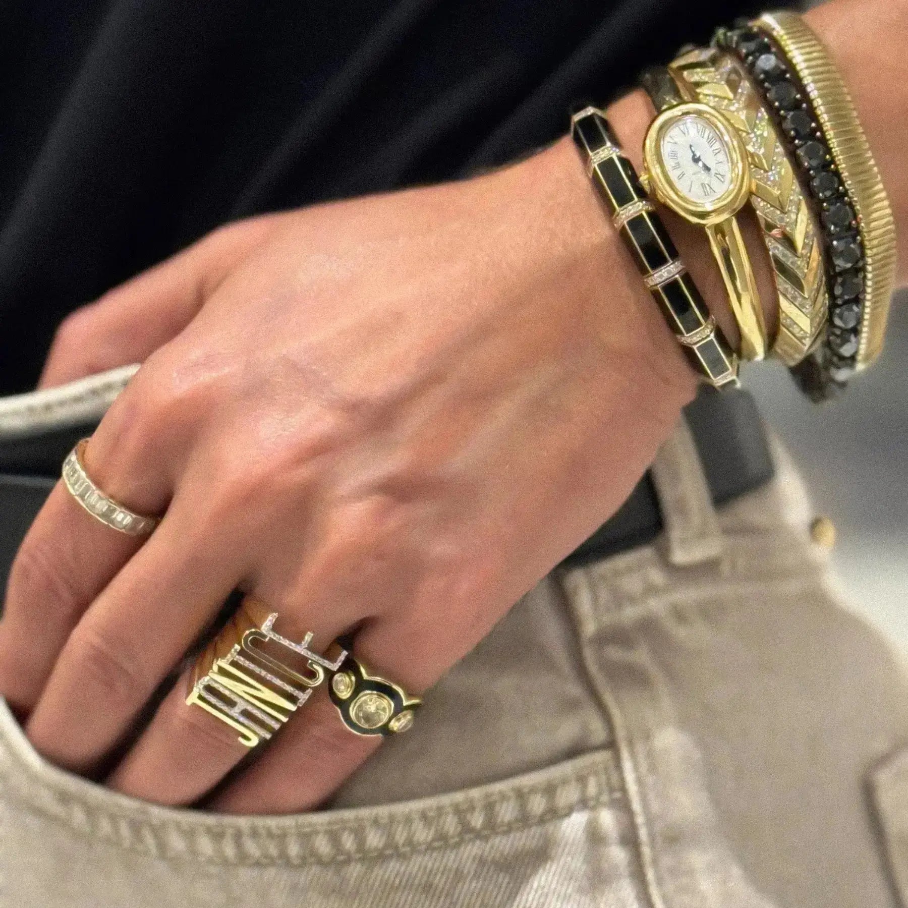 Flexible gold chevron diamond bangle with brilliant diamonds