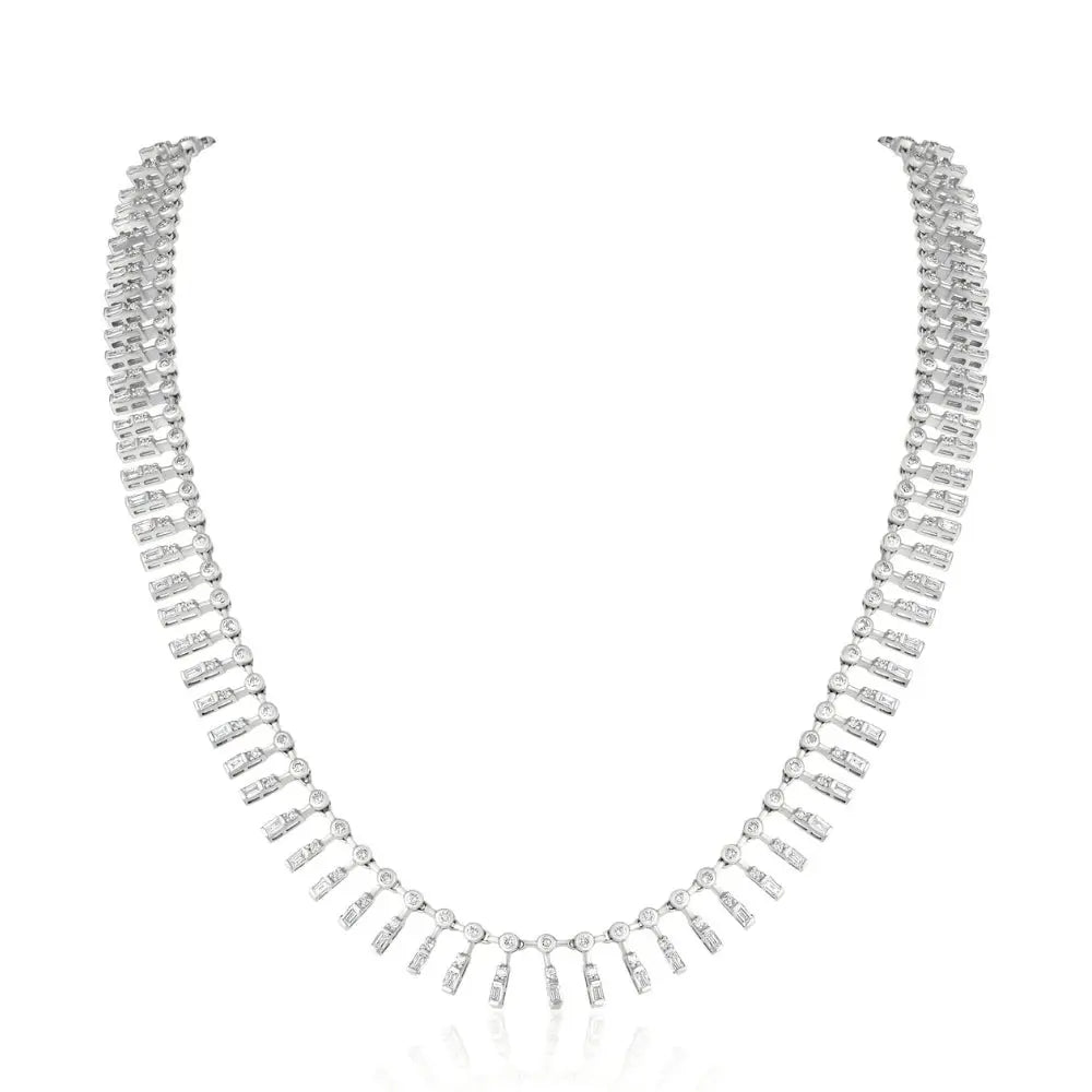 Floating diamond necklace in 14K yellow gold by JJ Jewelry