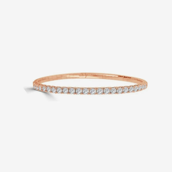 Half Eternity Flexible Diamond Bangle, 1 ct in Rose Gold | JJ Jewelry