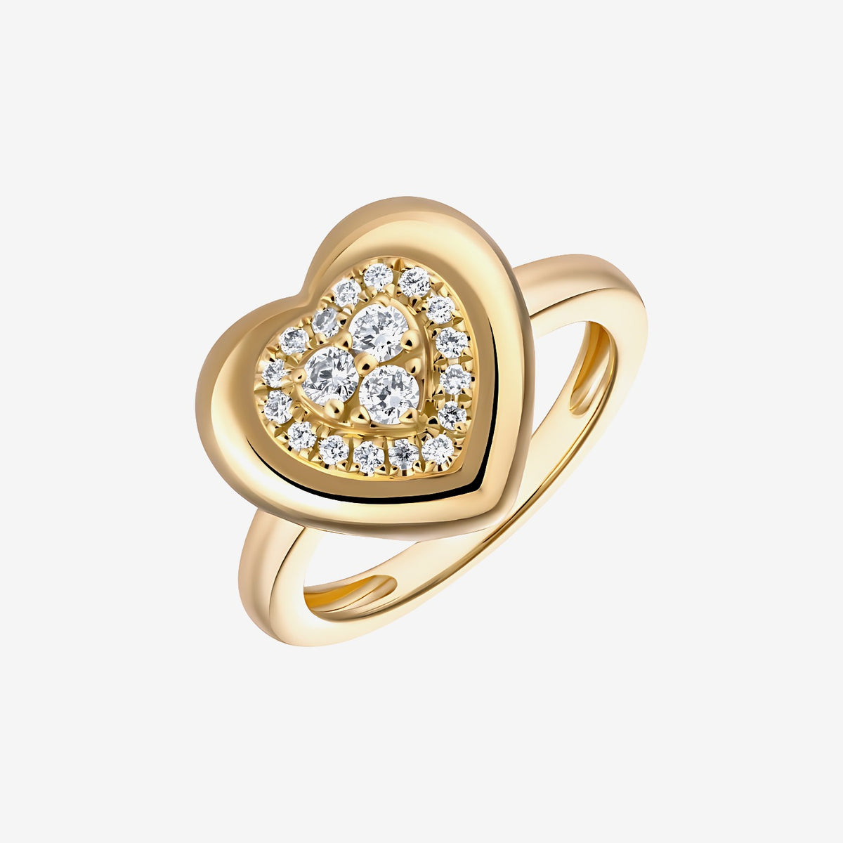 Heart Pavé Diamond Frame Pinky Ring in 18K Yellow Gold | JJ Jewelry