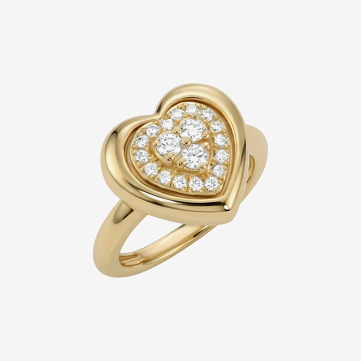 Heart Pavé Diamond Frame Pinky Ring in 18K Yellow Gold | JJ Jewelry