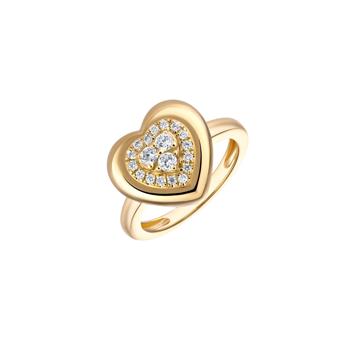 18K yellow gold heart pavé diamond ring by JJ Jewelry