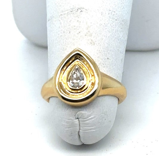Single Diamond Pear Button Ring