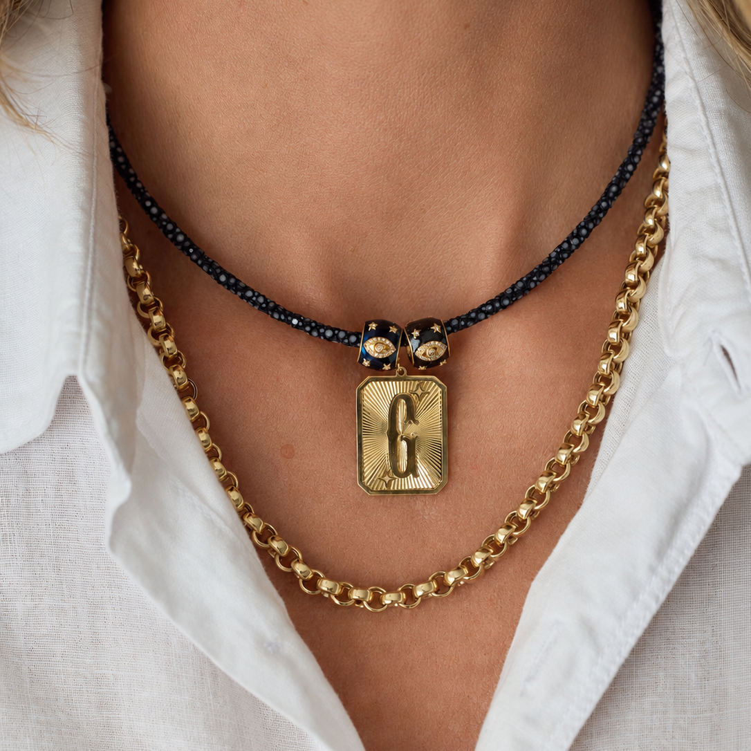 Gold Letter Medal Pendant