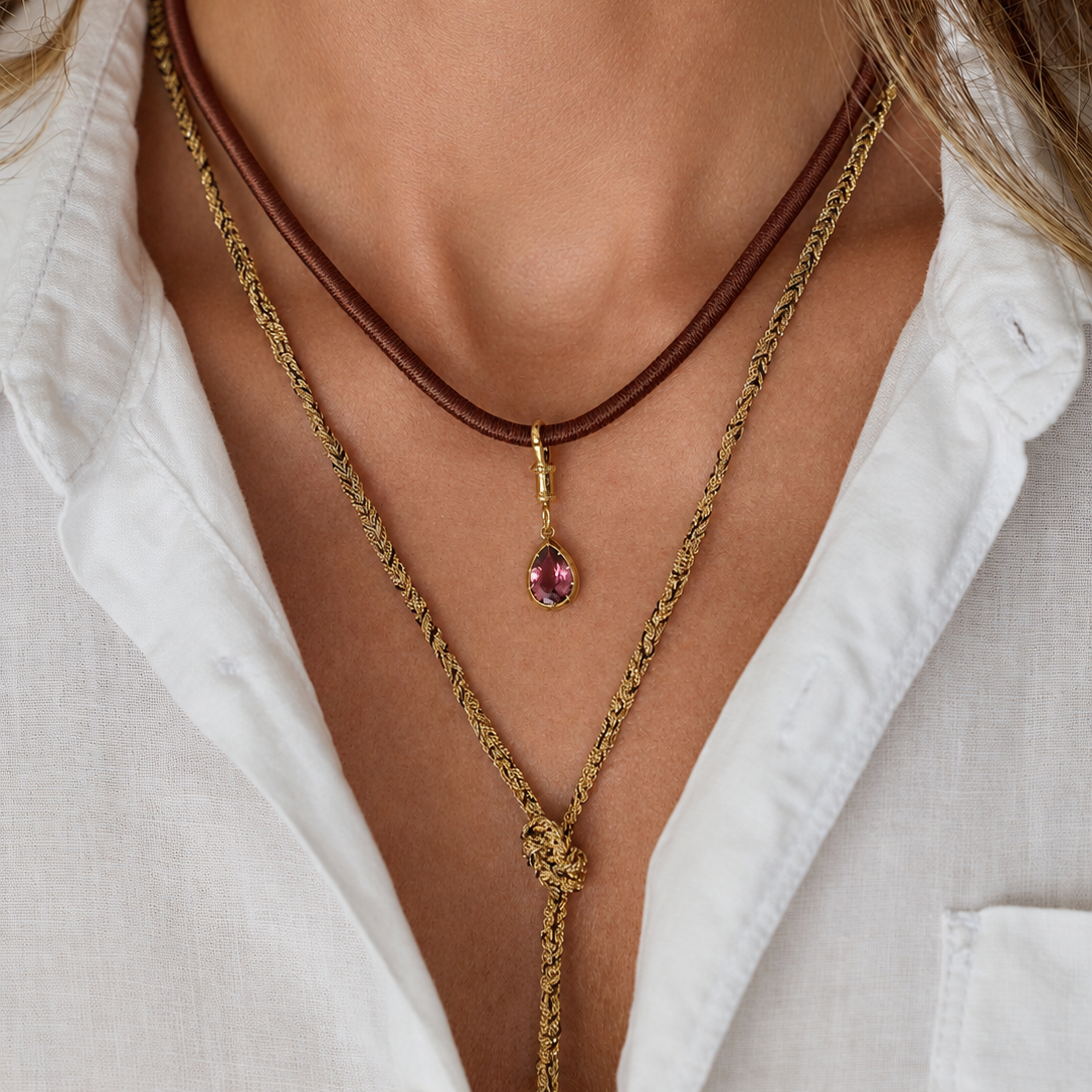 Pear-Shaped Red Tourmaline Charm Pendant